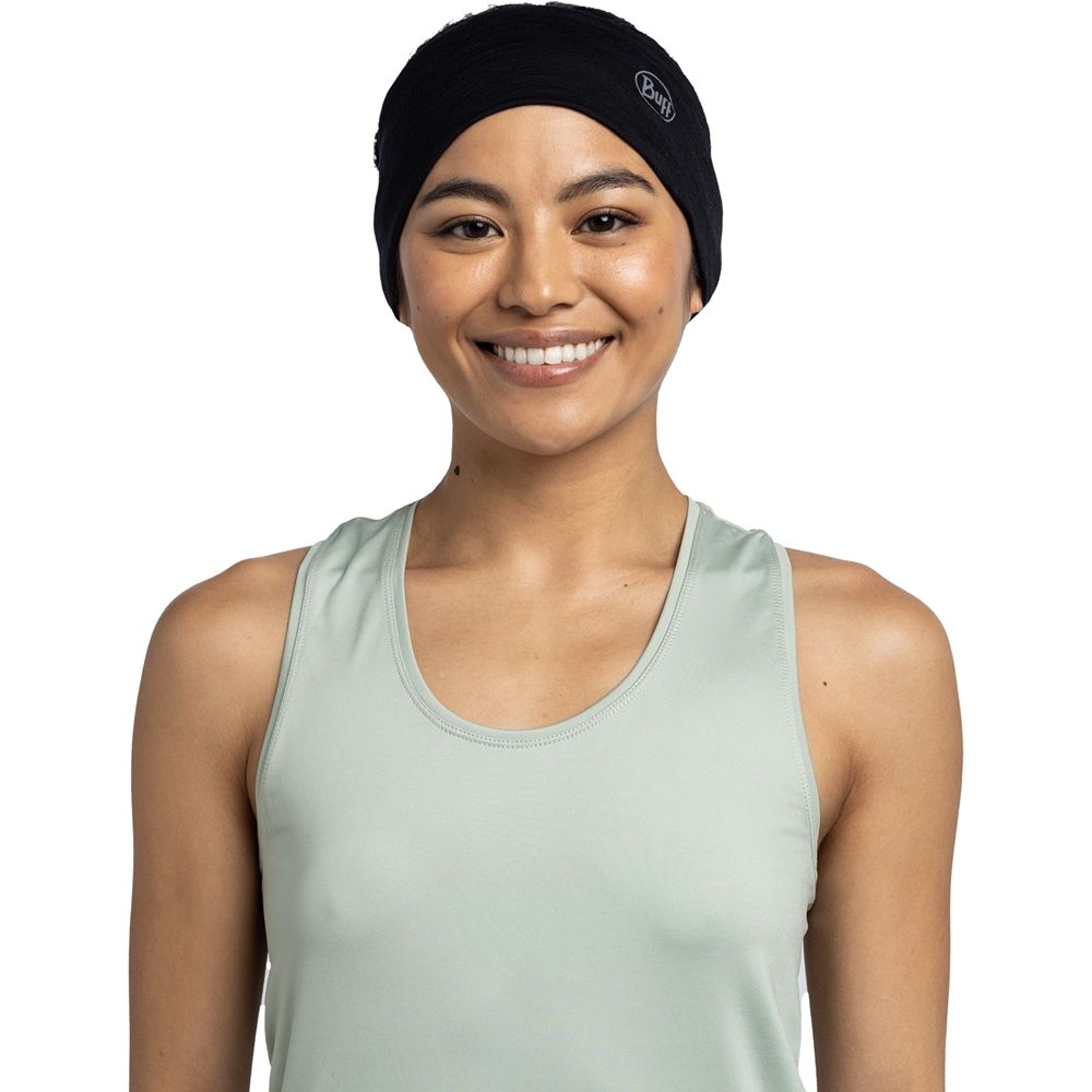 Buff Merino Lightweight Headband Black 135580999-999 kleding accessoires online bestellen bij Kathmandu Outdoor & Travel