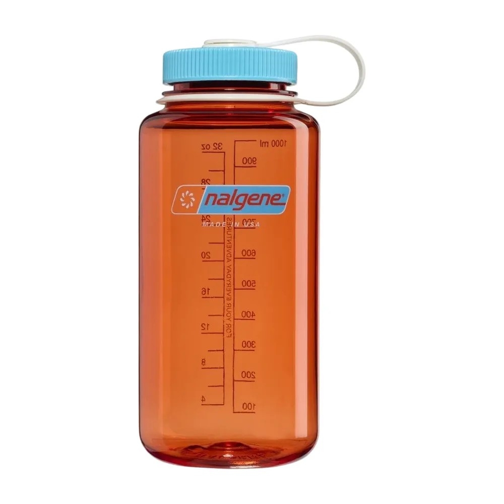 Nalgene Wide Mouth 1L Flame w/Blue Atoll N2020-2532 drinkflessen en thermosflessen online bestellen bij Kathmandu Outdoor & Travel