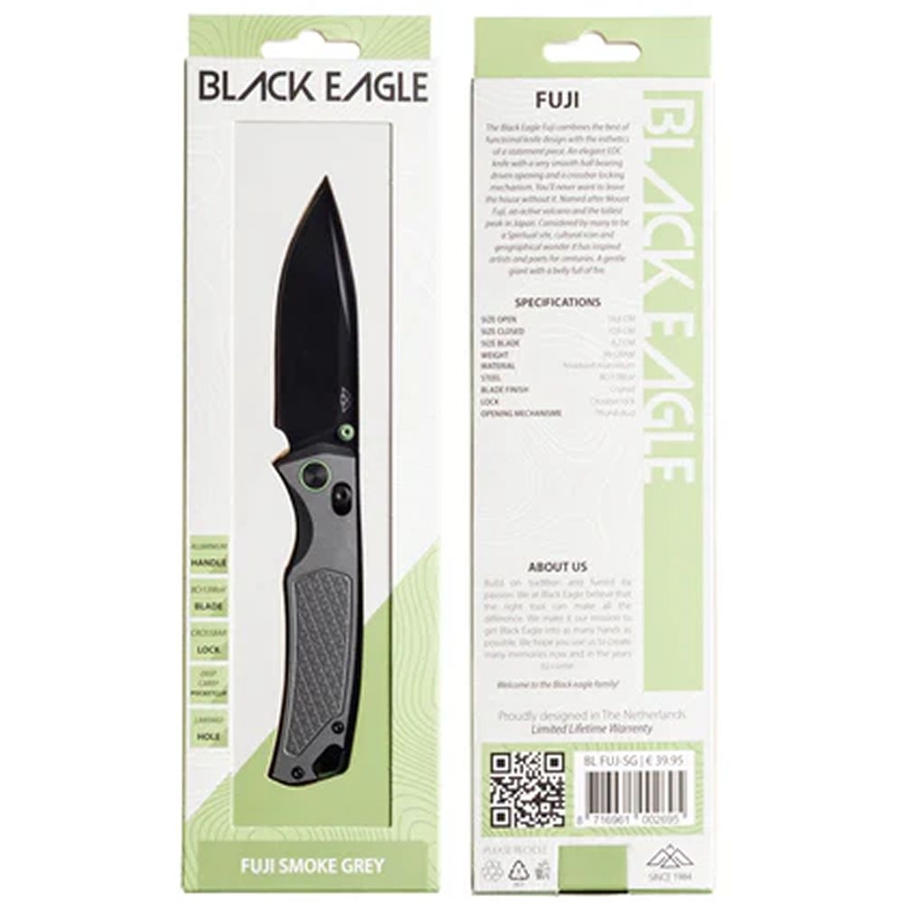 Black Eagle Fuji Folding Knife Smoke Grey BL FUJ-SG messen & tools online bestellen bij Kathmandu Outdoor & Travel
