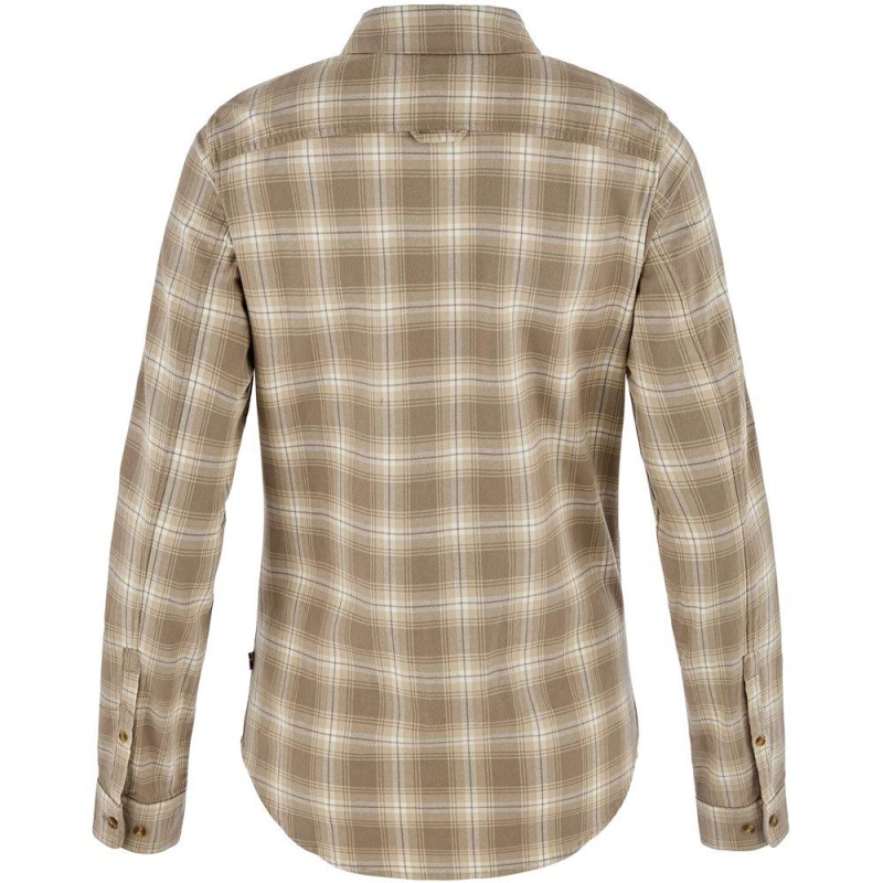 Fjällräven Övik Flannel Shirt Women's Chalk White-Suede Brown blouse