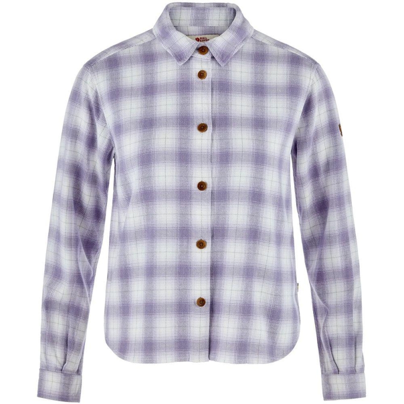 Fjällräven Övik Boxy Flannel Shirt Women's Eggshell-Lavender Mist blouse