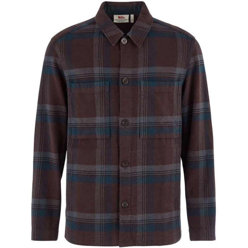 Fjällräven Singi Flannel Overshirt Black Oak-Dark Navy overhemd