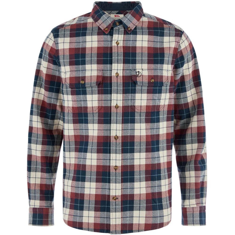 Fjällräven Singi Heavy Flannel Shirt Dark Navy-Maroon overhemd