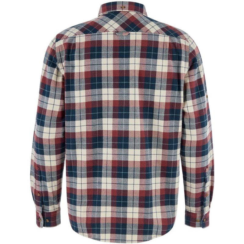 Fjällräven Singi Heavy Flannel Shirt Dark Navy-Maroon overhemd