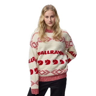 Fjällräven Fjällräven Jacquard Knit Women's Chalk White-True Red