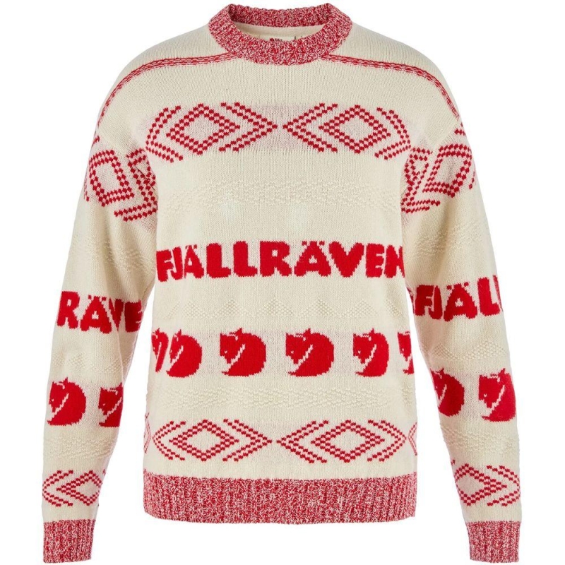 Fjällräven Fjällräven Jacquard Knit Women's Chalk White-True Red trui
