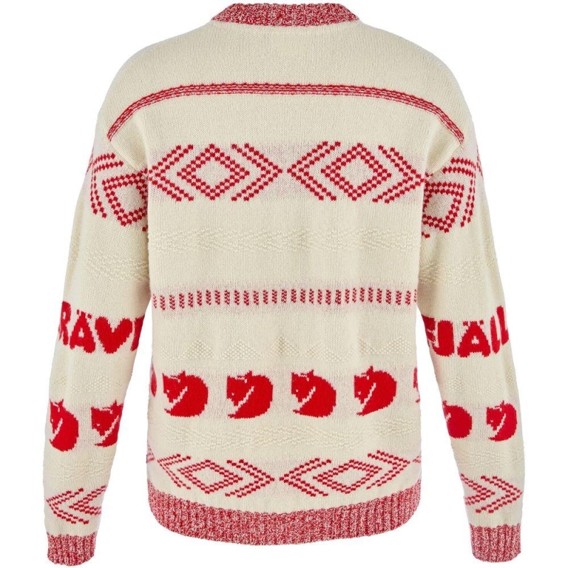 Fjällräven Fjällräven Jacquard Knit Women's Chalk White-True Red trui