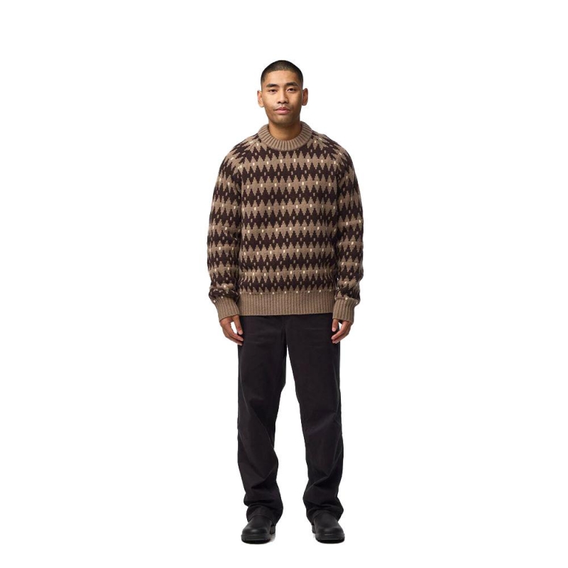 Fjällräven Övik Jacquard Knit Suede Brown-Black Oak trui