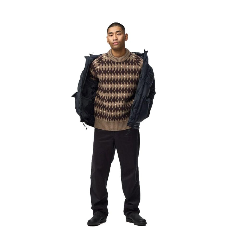Fjällräven Övik Jacquard Knit Suede Brown-Black Oak trui