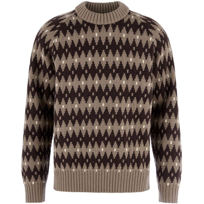 Fjällräven Övik Jacquard Knit Suede Brown-Black Oak trui