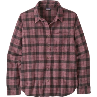 Patagonia LW Fjord Flannel Shirt Women's Evergreen Fjord: Berry Fig