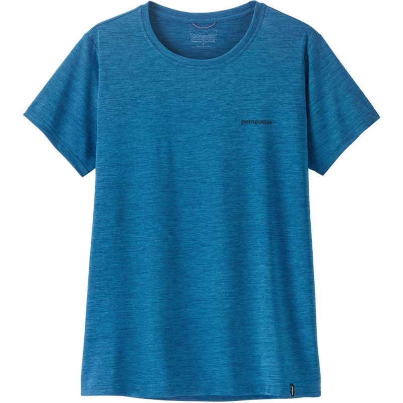 Patagonia Cap Cool Daily Shirt - Boardshort Logo Women's Aquatic Blue - Light Aquatic B lange mouw shirt
