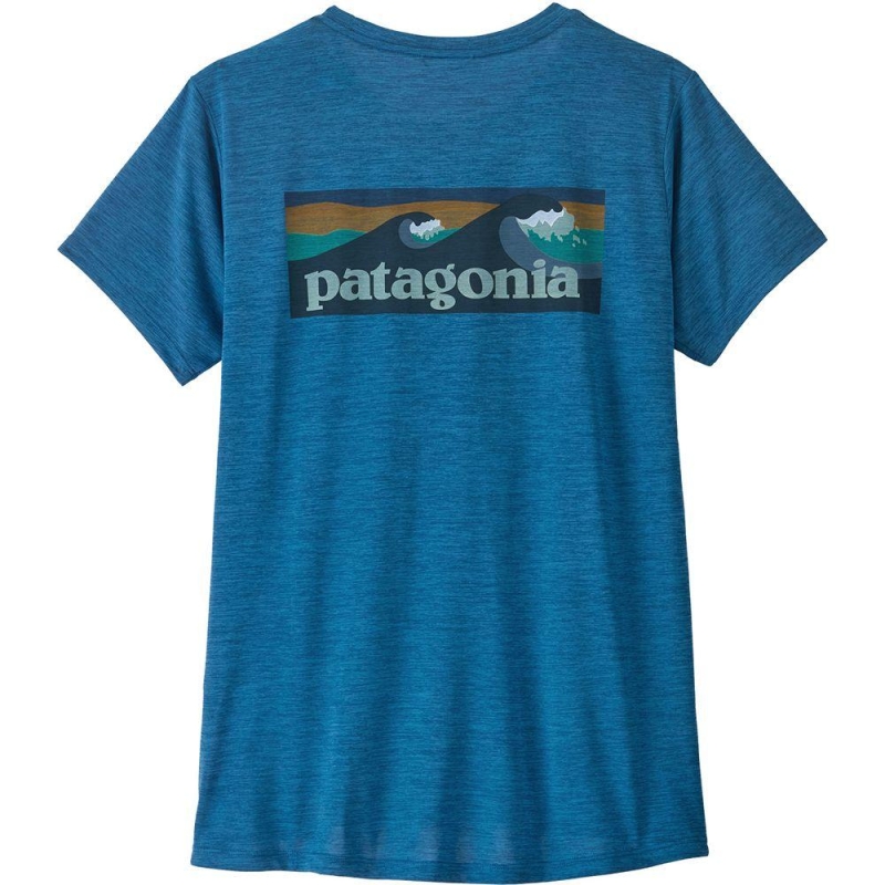 Patagonia Cap Cool Daily Shirt - Boardshort Logo Women's Aquatic Blue - Light Aquatic B lange mouw shirt