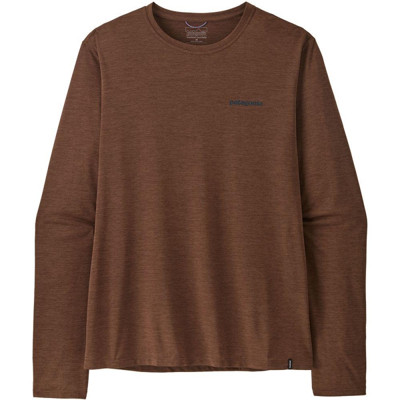 Patagonia L/S Cap Cool Daily Shirt - Boardshort Logo Berm Brown - Light Berm Brown  lange mouw shirt