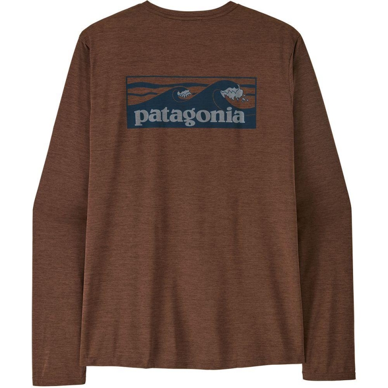 Patagonia L/S Cap Cool Daily Shirt - Boardshort Logo Berm Brown - Light Berm Brown  lange mouw shirt