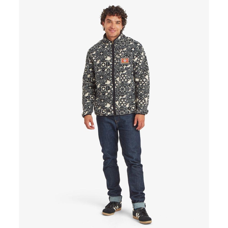 Sherpa Tarcho Printed Full Zip Jacket Black Brocade vest