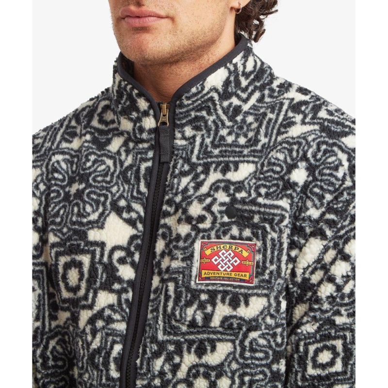 Sherpa Tarcho Printed Full Zip Jacket Black Brocade vest