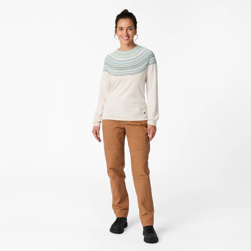 Royal Robbins Westlands Fairisle Crew Chalk Htr Manzanita Pt trui