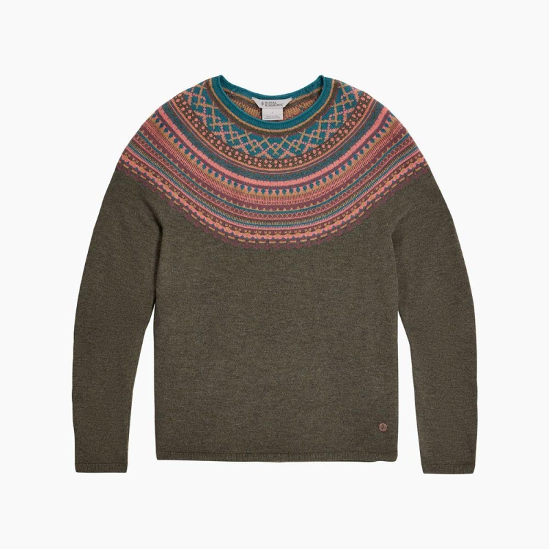 Royal Robbins Westlands Fairisle Crew Everglade Htr Manzanita Pt trui
