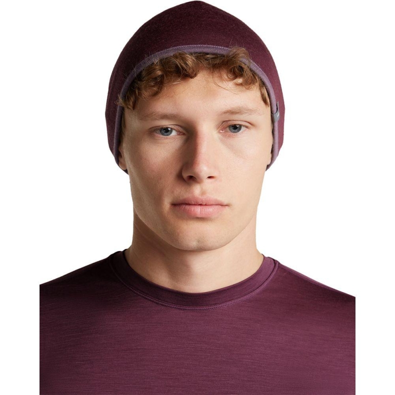 Icebreaker 201 Oasis Revers Beanie Dk Berry/Grey Plum muts