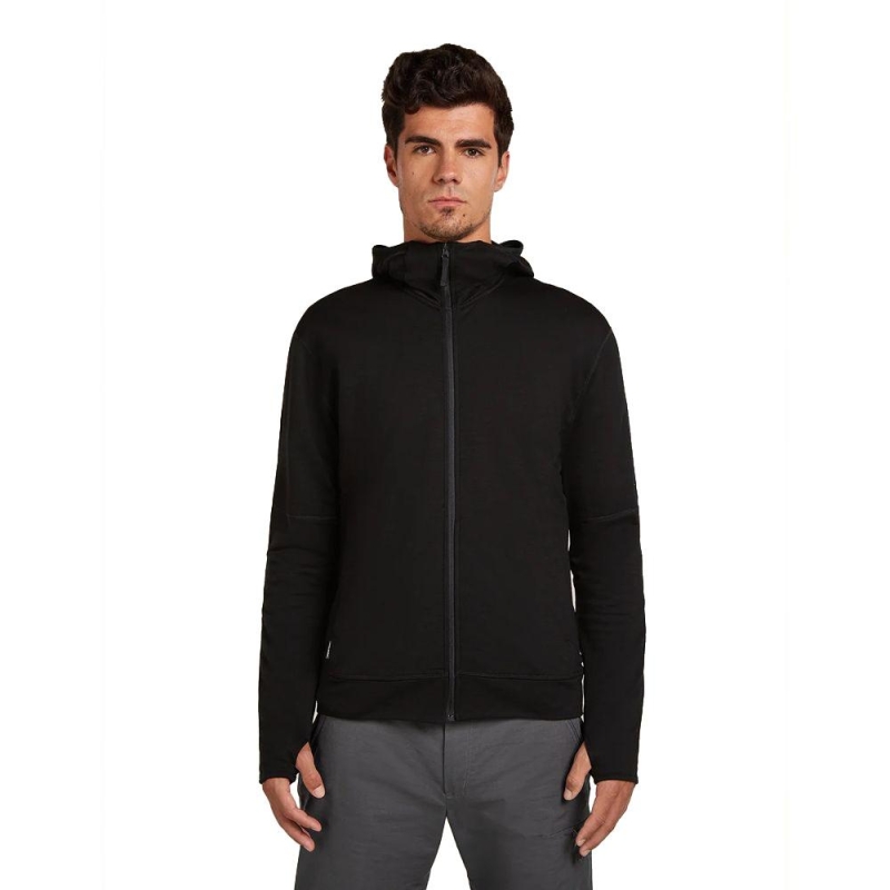 Icebreaker Merino 360 RealFleece Elemental LS Hood Black vest