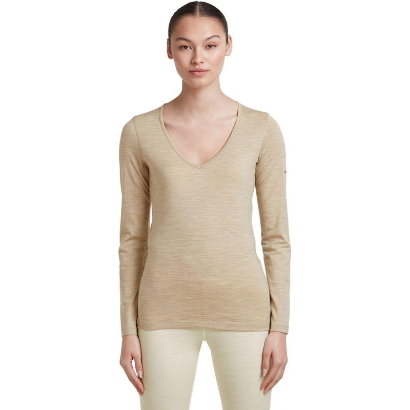 Icebreaker Mer 200 Oasis LS V Neck Women's Bay Hthr lange mouw shirt