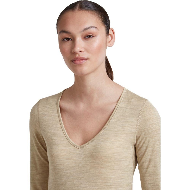 Icebreaker Mer 200 Oasis LS V Neck Women's Bay Hthr lange mouw shirt