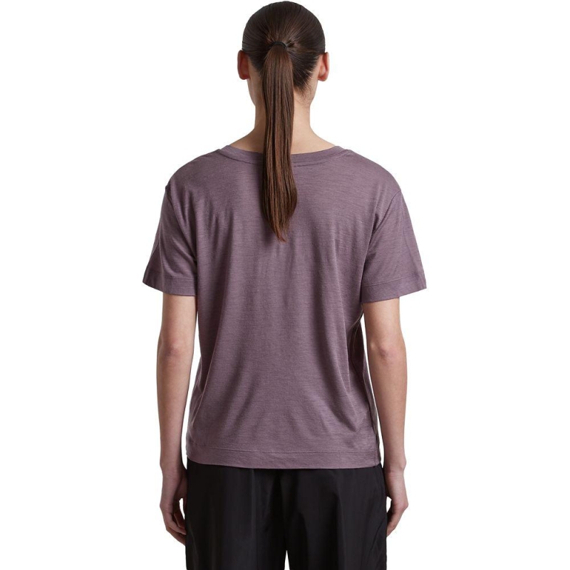 Icebreaker Mer 150 Tech Lite SS Relax V Neck Tee Women's Grey Plum t-shirt