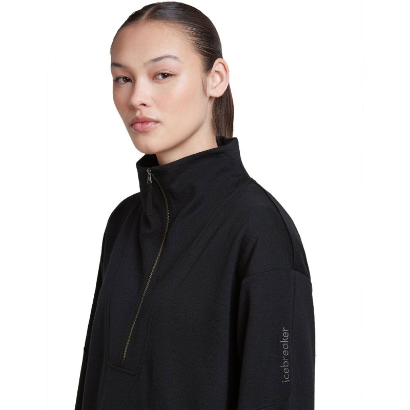 Icebreaker Mer B 150 Drift Relaxed LS Half Zip Women's Black vest