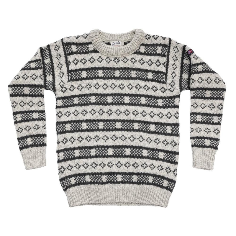Devold Alnes Wool Sweater Grey Melange/Anthracite trui