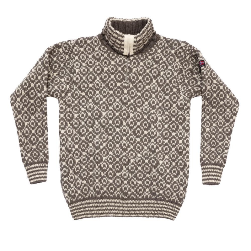 Devold Svalbard Wool Zip Neck Falcon/Offwhite trui