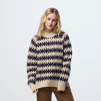 Fjällräven Ovik Jacquard Knit Women's Light Beige Dark Navy trui