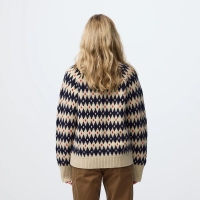 Fjällräven Ovik Jacquard Knit Women's Light Beige Dark Navy trui