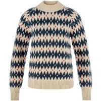 Fjällräven Ovik Jacquard Knit Women's Light Beige Dark Navy trui