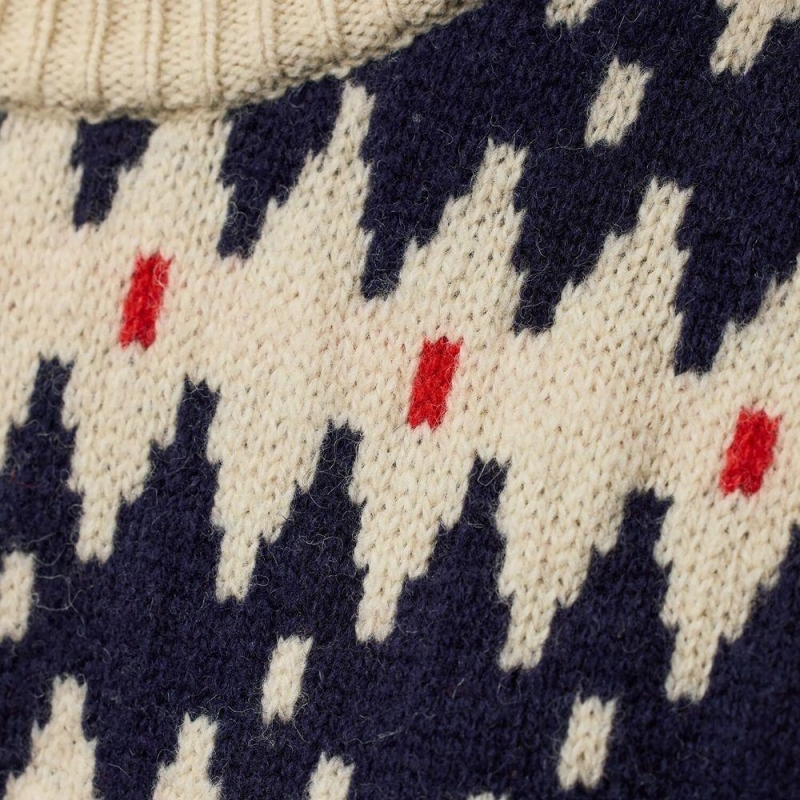 Fjällräven Ovik Jacquard Knit Women's Light Beige Dark Navy trui