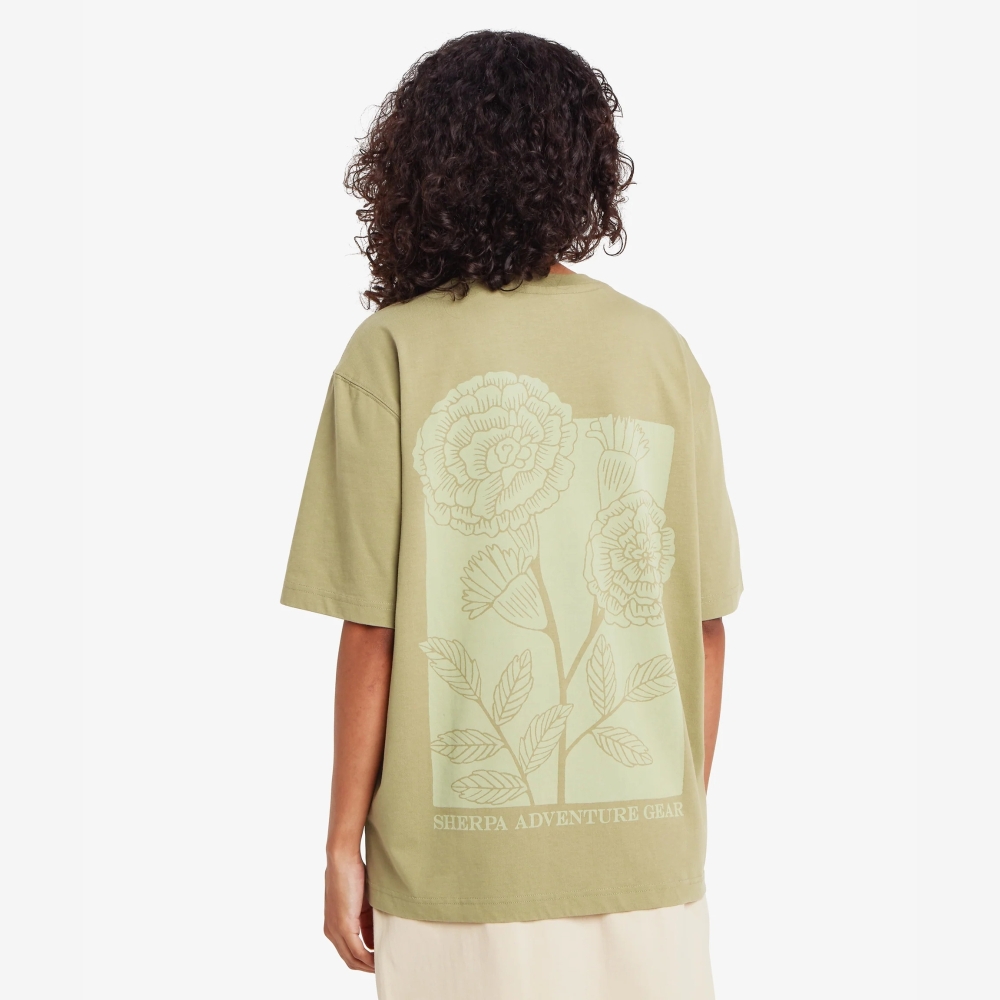 Sherpa Adventure Gear Tarcho Marigold Tee Women's Pistachio SW21054-826 shirts en tops online bestellen bij Kathmandu Outdoor & Travel